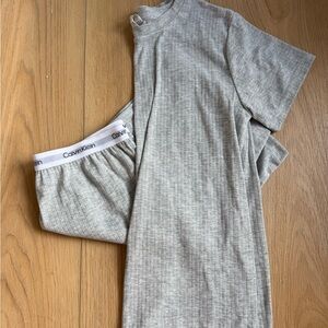 Calvin Klein Ribbed Tank Top and Bottoms Set in Heather Gray